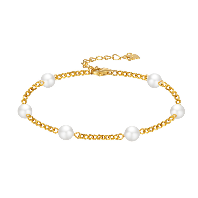 Olivie Stříbrný perlový náramek GOLD 9705