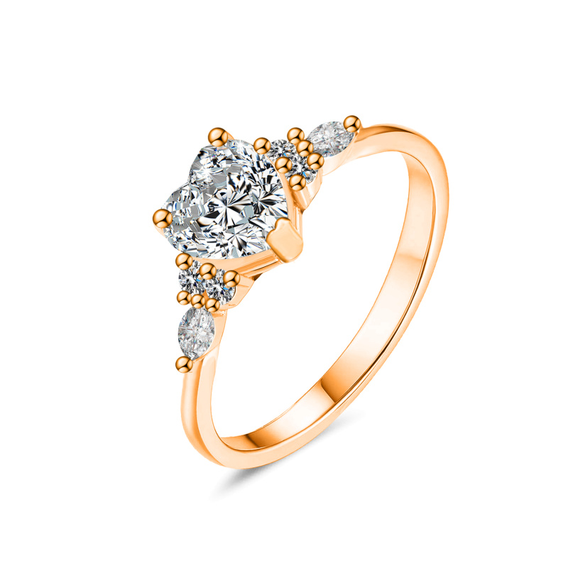 Olivie Stříbrný prsten MOISSANITE SRDCE ROSE 9838 Velikost prstenů: 7 (EU: 54-56)
