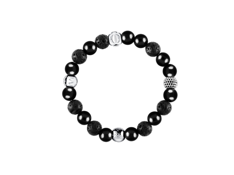 Olivie TERRA náramek ONYX & LÁVA SILVER 10039 Velikost: L