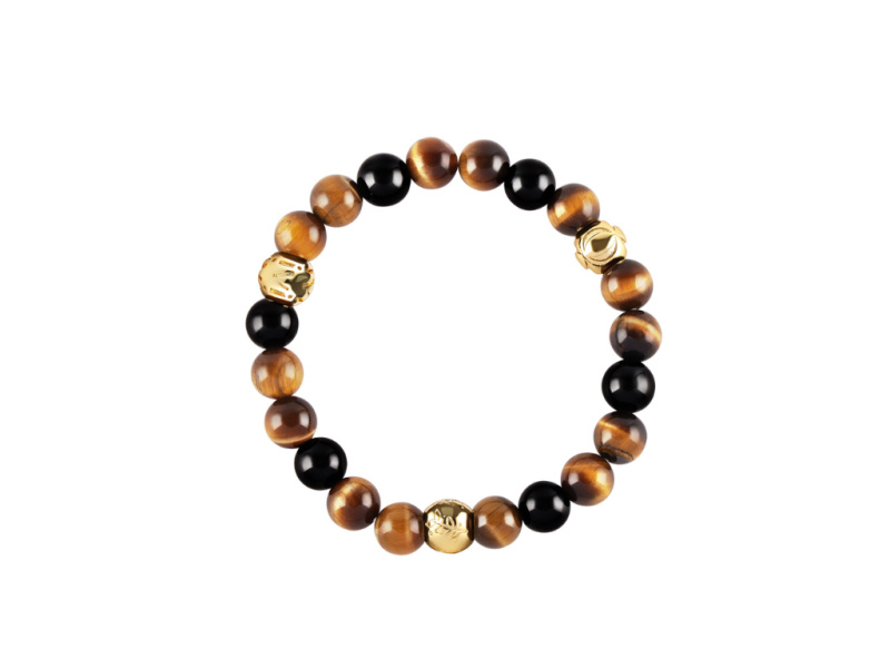 Olivie TERRA náramek TYGŘÍ OKO & ONYX GOLD 10046 Velikost: M