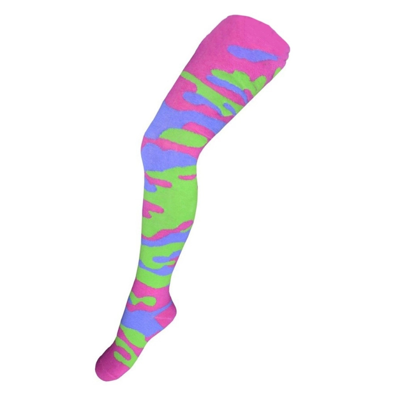 bavlněné punčocháče new baby s maskáčovým vzorem zeleno‑růžové