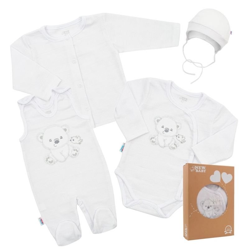 Kojenecká souprava do porodnice New Baby Sweet Bear bílá 62 (3–6 měsíců)