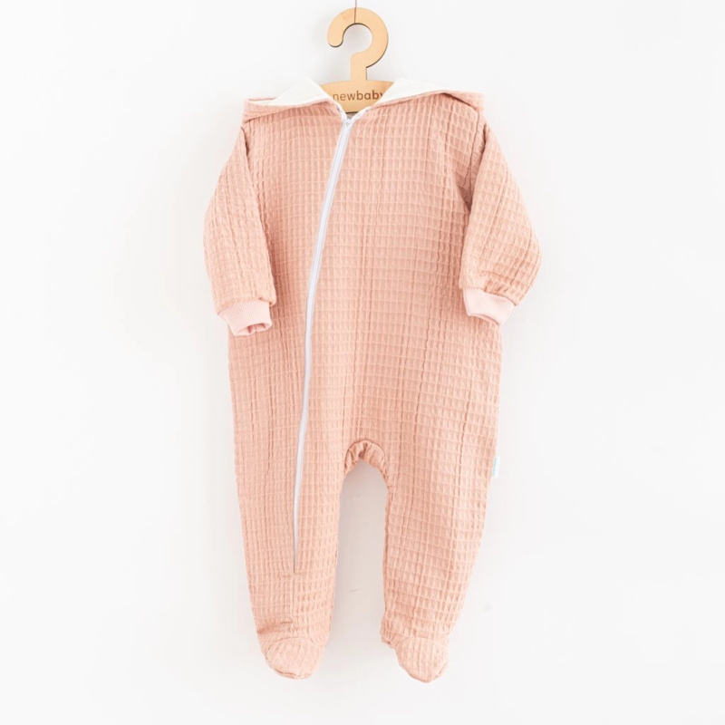 Dětský mušelínový overal s kapucí New Baby Comfort, růžový