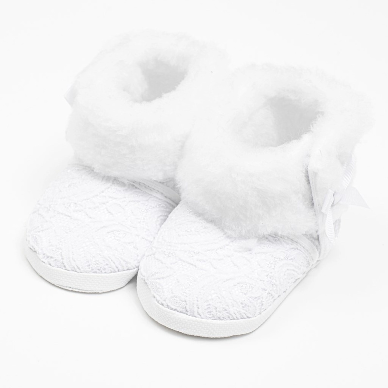 kojenecké zimní krajkové kozačky new baby bílé (0–3 měsíce)