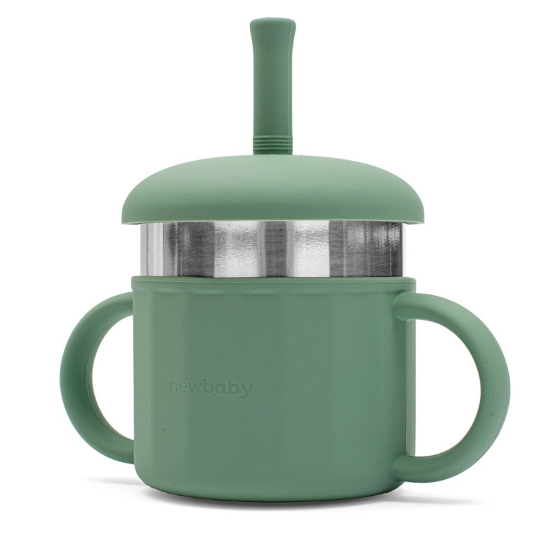 Silikonový hrneček 2v1 New Baby zelený