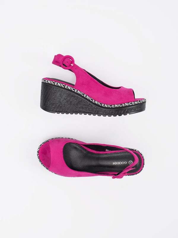 Dámské sandály na klínku FL1628 Fuchsie - GOODIN  fuchsie 39