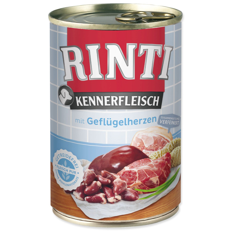 Konzerva Rinti Kennerfleisch Adult drůbeží srdce 400 g
