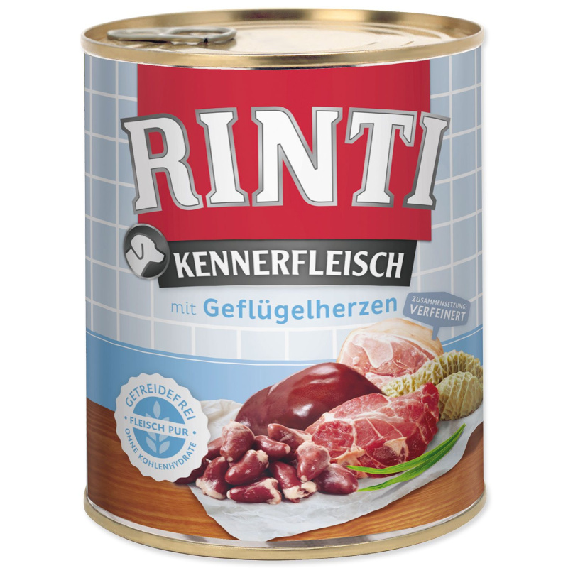 Konzerva Rinti Kennerfleisch Adult drůbeží srdce 800 g