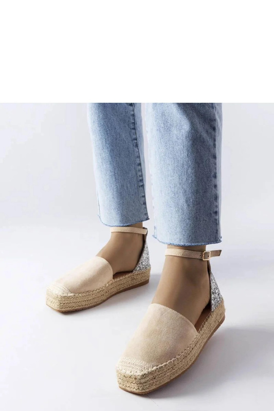 Dámské espadrilky 22883 Béžová se stříbrnou - FLYFOR béžová-stříbrná 40