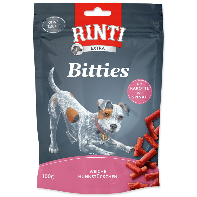 Pochoutka Rinti Bitties kuře s karotkou a špenátem 100 g