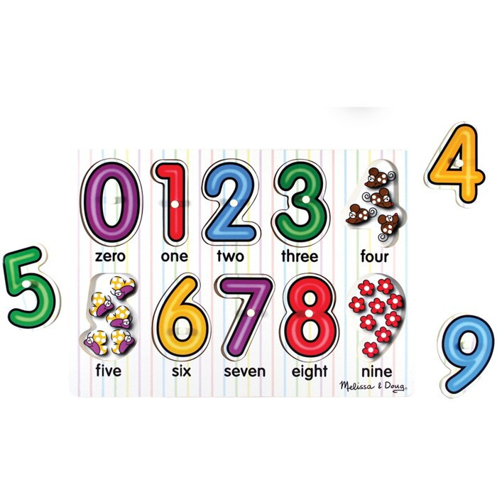 Puzzle vkládací - Číslice s počítáním, 10ks (M&amp;D)