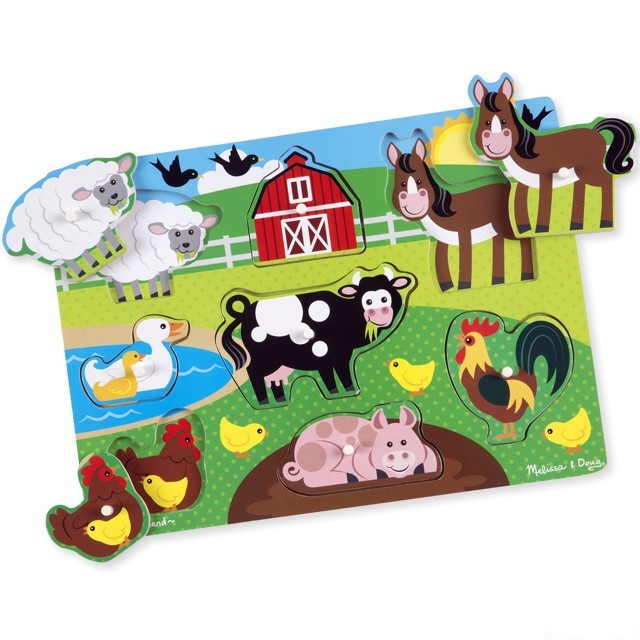 Puzzle vkládací - Farma dřevěné, 8ks (M&amp;D)