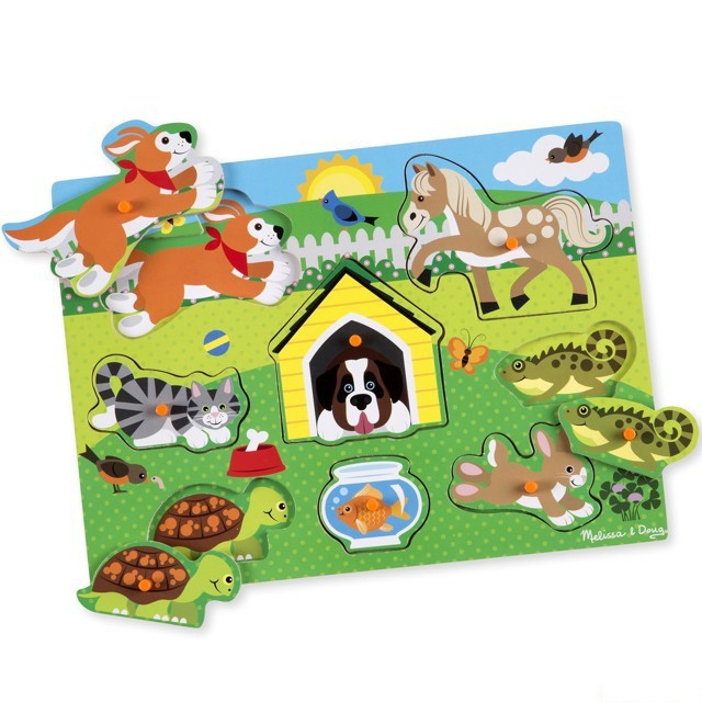 Puzzle vkládací - Domácí mazlíčci dřevěné, 8ks (M&amp;D)