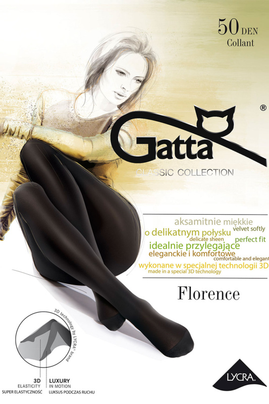 Silonkové punčocháče Gatta FLorence 50 Barva: Černá, Velikost: 3-M