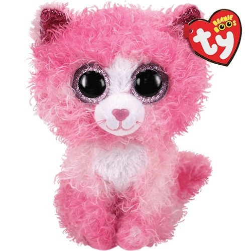 Beanie Boos REAGAN růžová kočka s kudrnatými vlasy