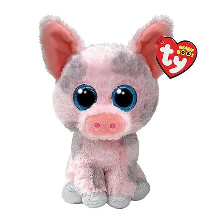 TY Růžový maskot prasete Hambone 15 cm