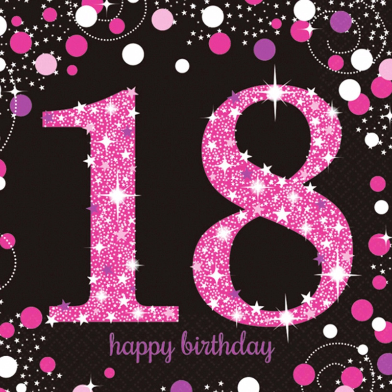 Party ubrousky Sparkling Celebration 18 růžové 33 × 33 cm - 1 kus
