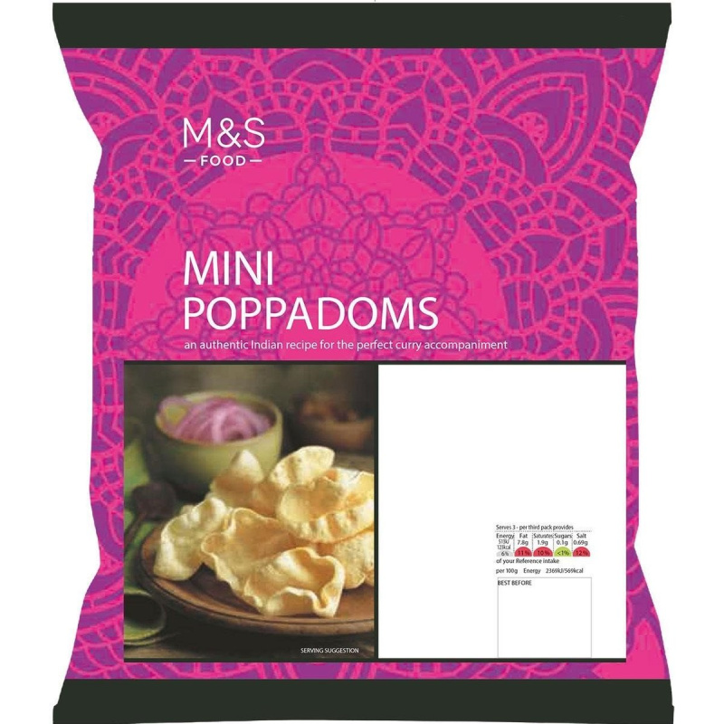 Marks & Spencer Smažené indické lupínky papadumy original bez příchuti