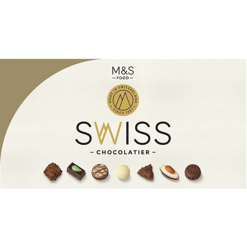 Marks & Spencer Pralinky z mléčné, hořké a bílé čokolády s různými náplněmi