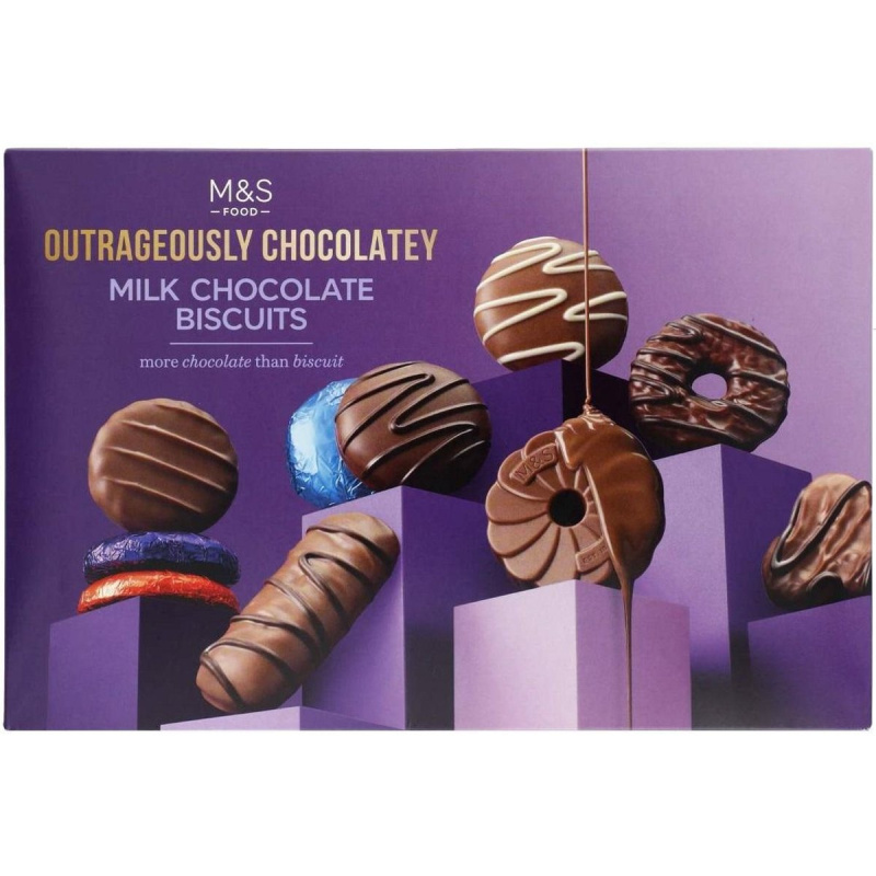 Marks & Spencer Kolekce pšeničných sušenek máčených v mléčné čokoládě (28 sušenek, 10 druhů)