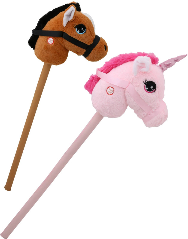 Plyšový hobby horse kůň nebo jednorožec se zvuky na baterie - 1 kus