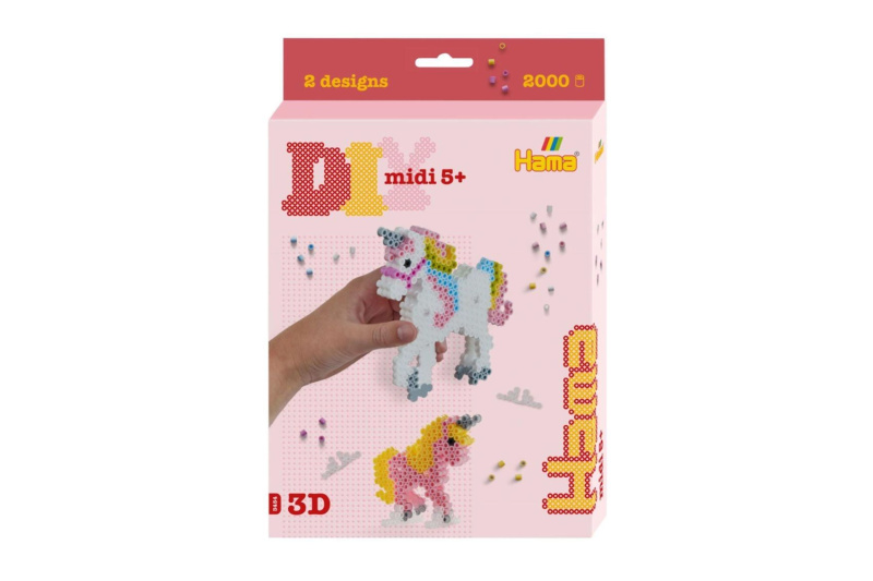 Zažehlovací korálky Hama MIDI Jednorožci 3D 2000 ks