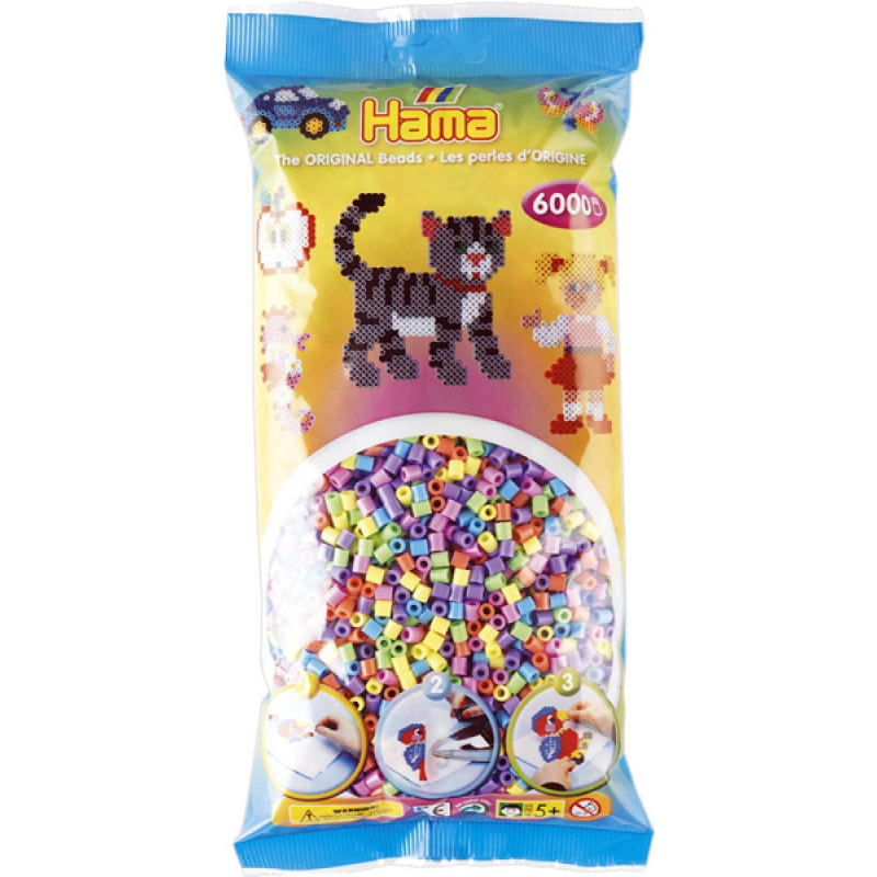 Hama Zažehlovací korálky MIDI - mix pastelových barev 6000 ks