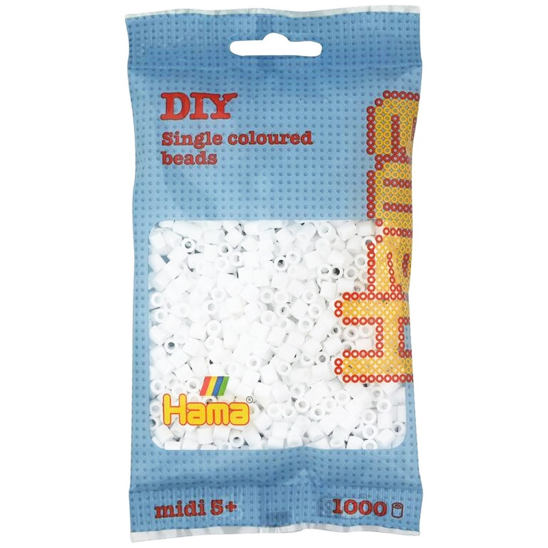 Hama H207-01 Midi korálky bílé 1000ks
