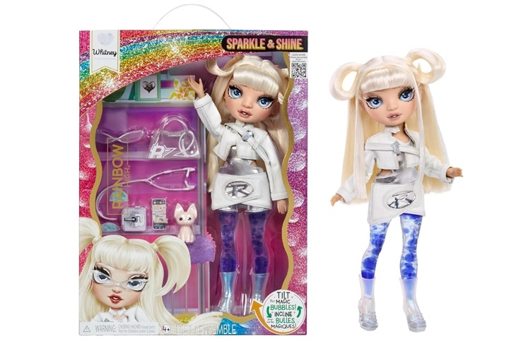 Rainbow High Sparkle & Shine white – sběratelská módní panenka s třpytivým efektem