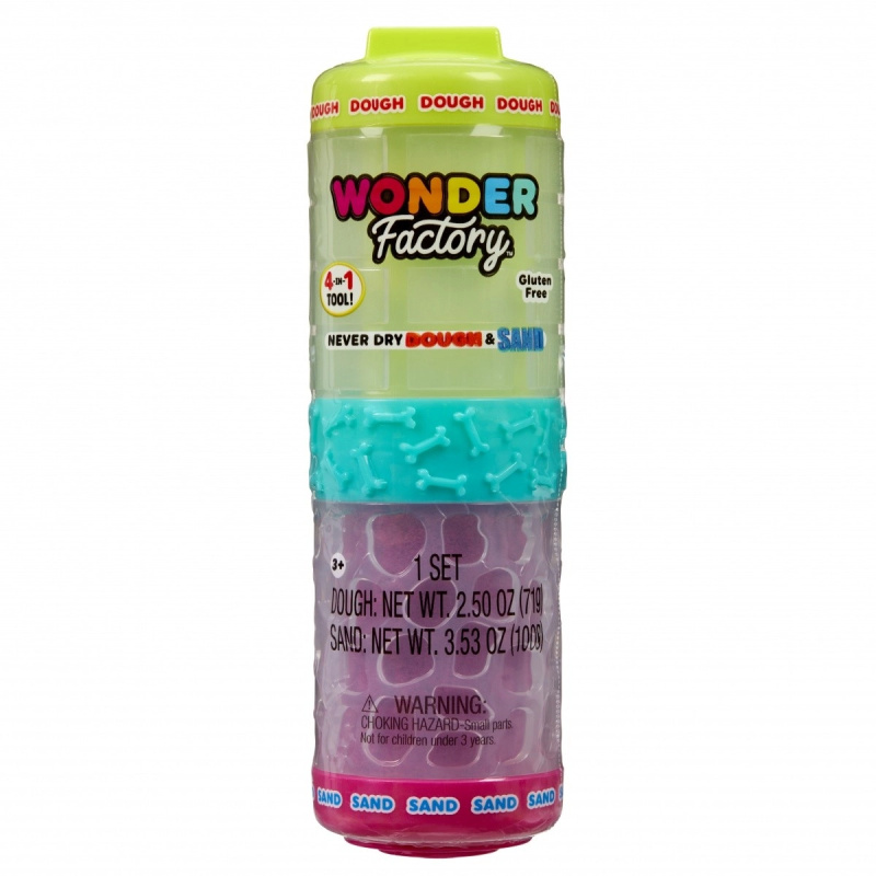 Modelovací hmota a písek WONDER FACTORY Never Dry – limetková a růžová