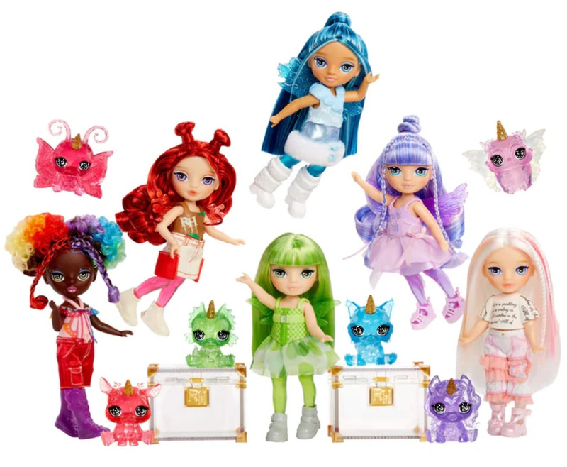 Rainbow High Littles kouzelné víly – panenka 13 cm s mazlíčkem a vyměnitelnými křídly