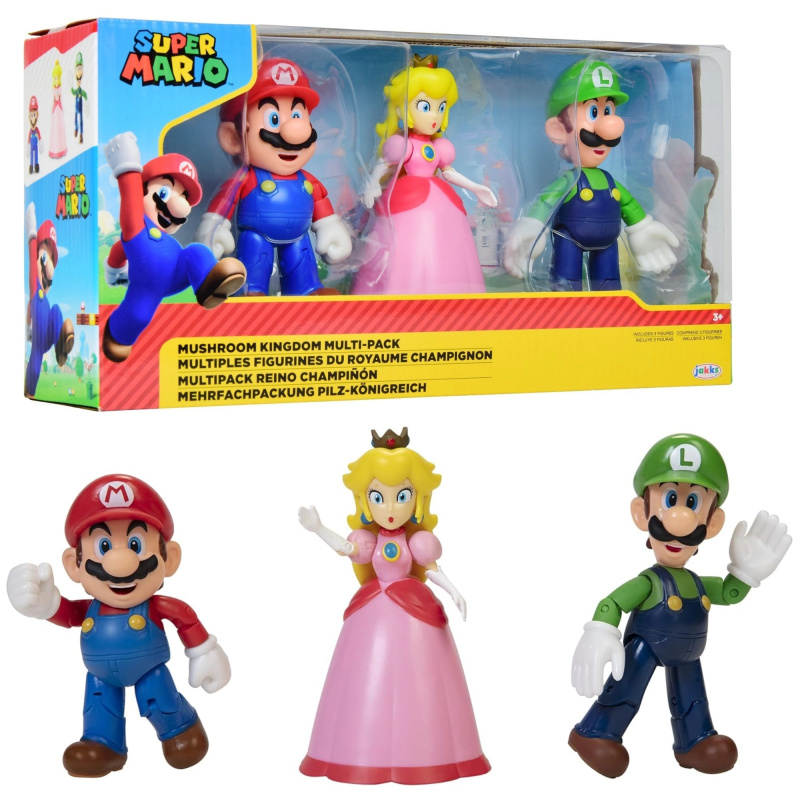 Super Mario figurky Mario, Luigi a princezna Peach 12 cm
