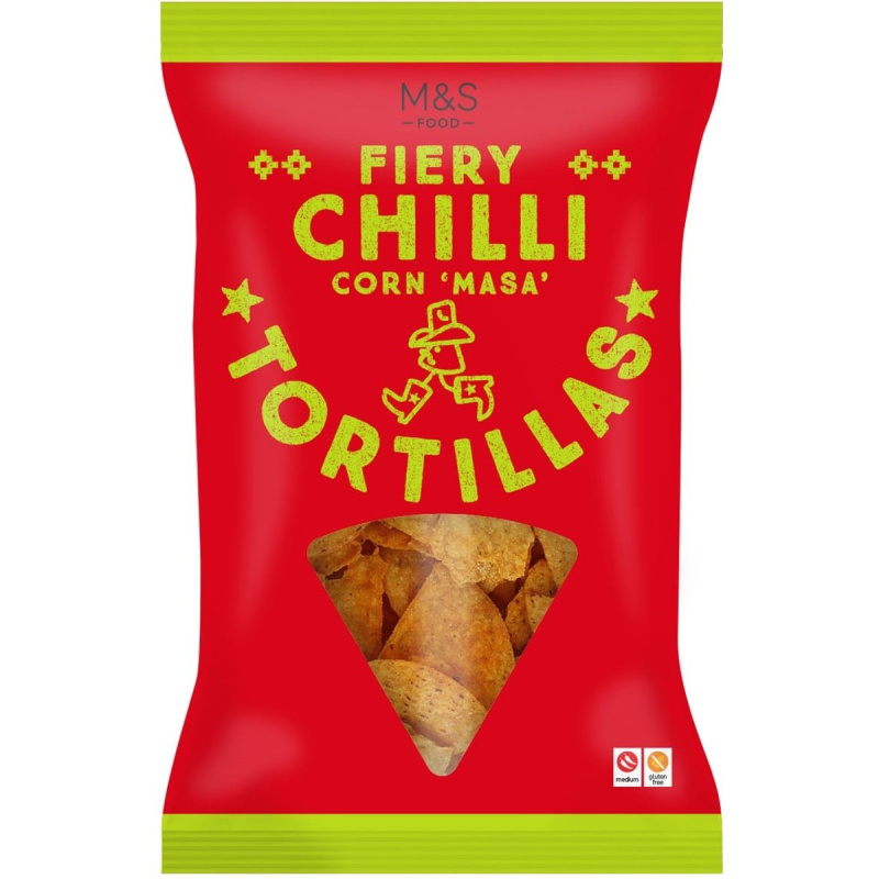 Marks & Spencer Kukuřičné tortillové lupínky s příchutí chilli