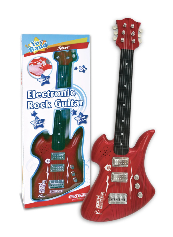 Bontempi kytara elektronická rocková s mikrofonem red