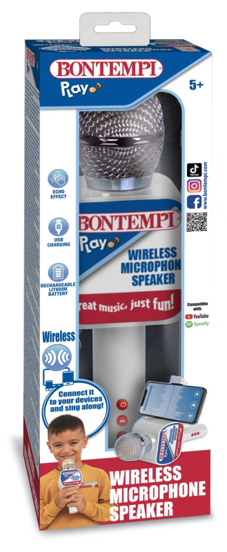 Bezdrátový karaoke mikrofon s reproduktorem a držákem telefonu