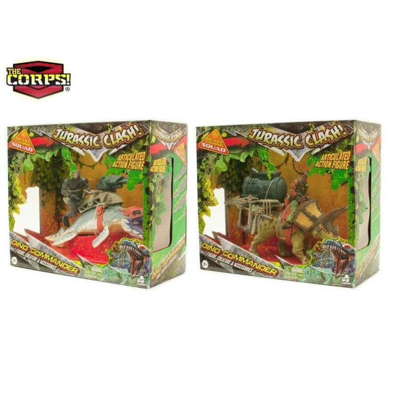 Wiky Jurassic Clash Dinosaurus set dvou predátorů s bojovníky