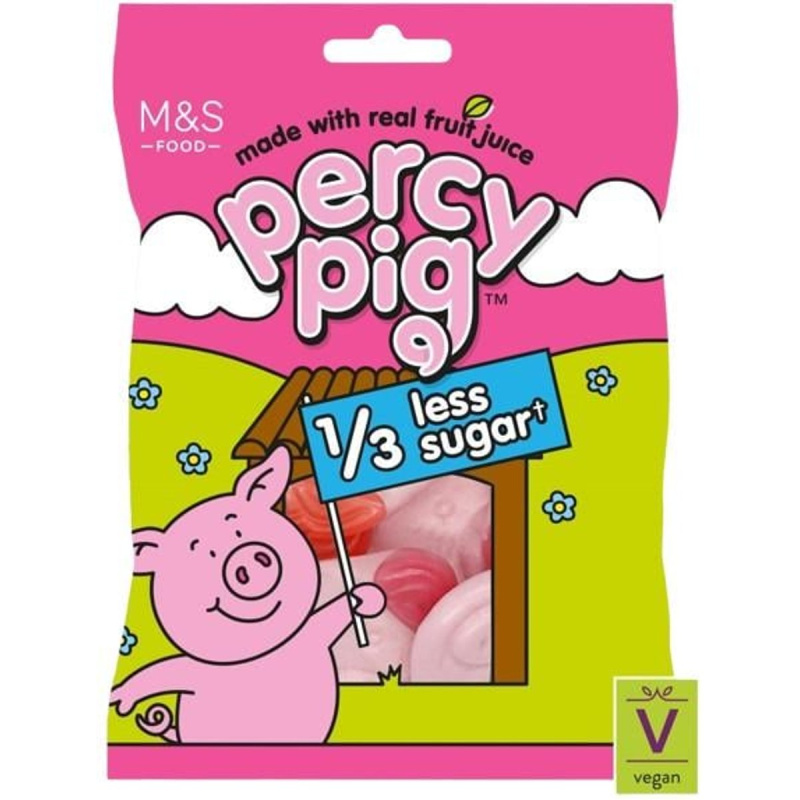Marks & Spencer Měkké ovocné žvýkací bonbóny Percy Pig s ovocnými šťávami, se sníženým obsahem cukru