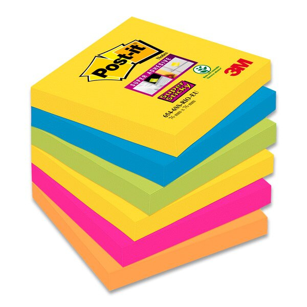 Silně lepicí bločky 3M Post-it 76 x 76 mm, 6 x 90 l., kolekce Rio