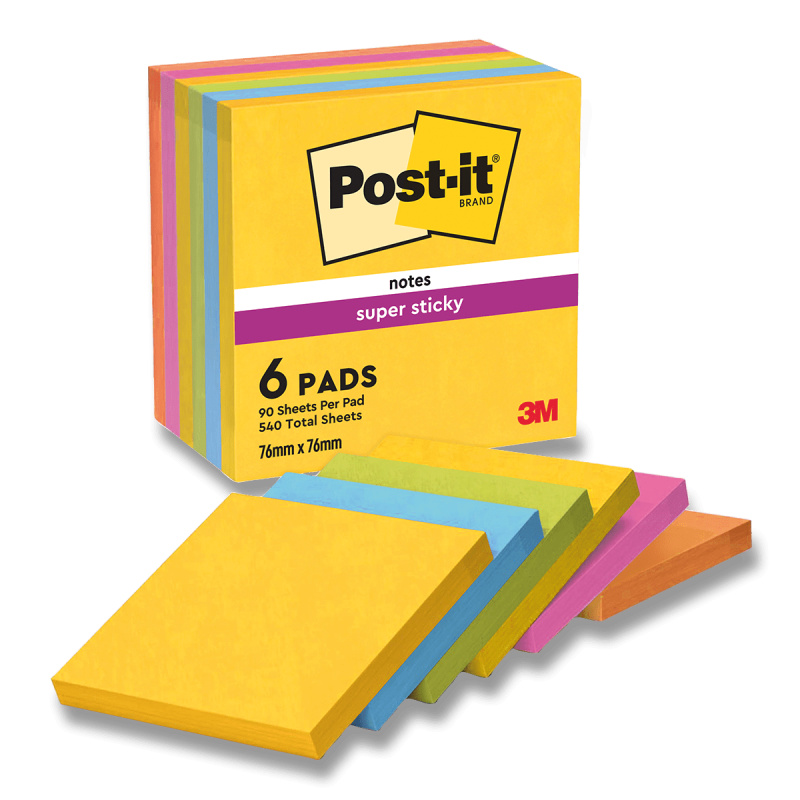 Silně lepicí bločky 3M Post-it 76 x 76 mm, 6 x 90 l., kolekce Rio