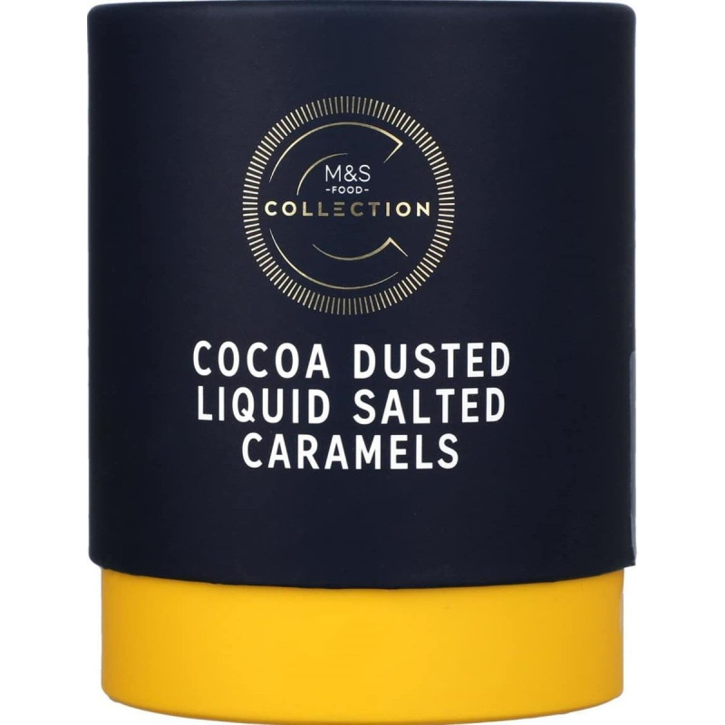 Marks & Spencer Bonbóny z hořké čokolády plněné tekutou slanou karamelovou náplní a posypané kakaem