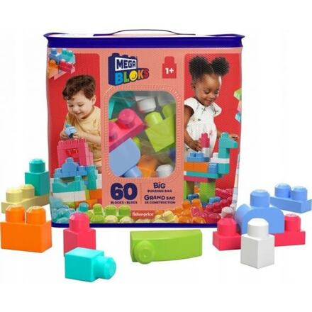 Mega Bloks Kostky v plastovém pytli růžová 60 ks