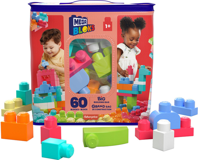 Mega Bloks Kostky v plastovém pytli růžová 60 ks