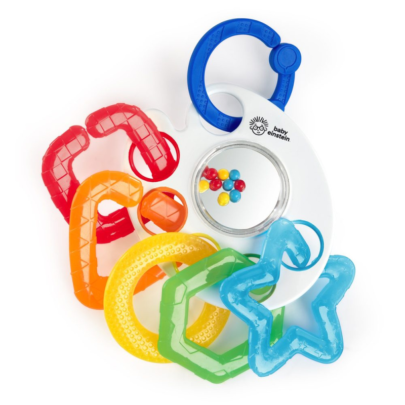 Baby Einstein Kousátko s hrkálkou s C kroužky Shake, Rattle&Soothe™