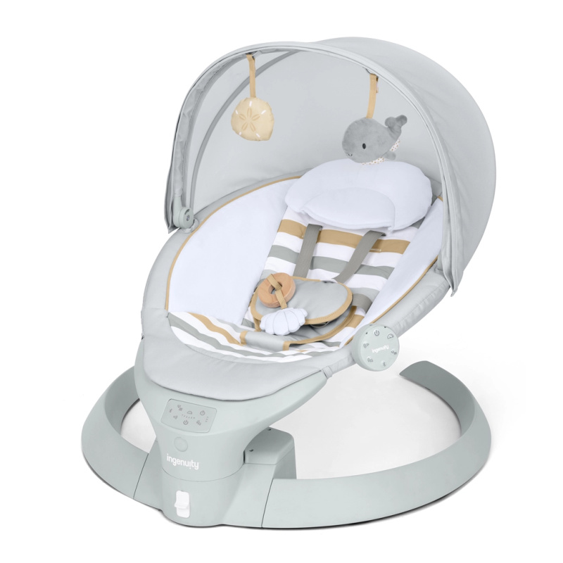 Ingenuity lehátko s houpáním a vibracemi Bounce & Sway Pebble Shore, 0 m+