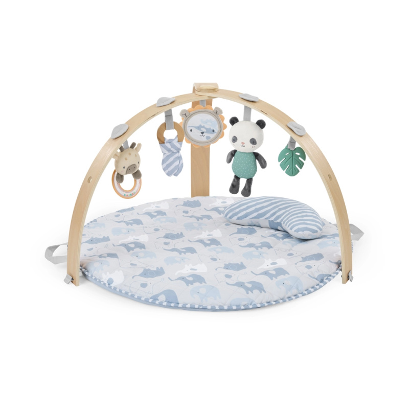Ingenuity oboustranná hrací deka s dřevěnou hrazdičkou Elephant March