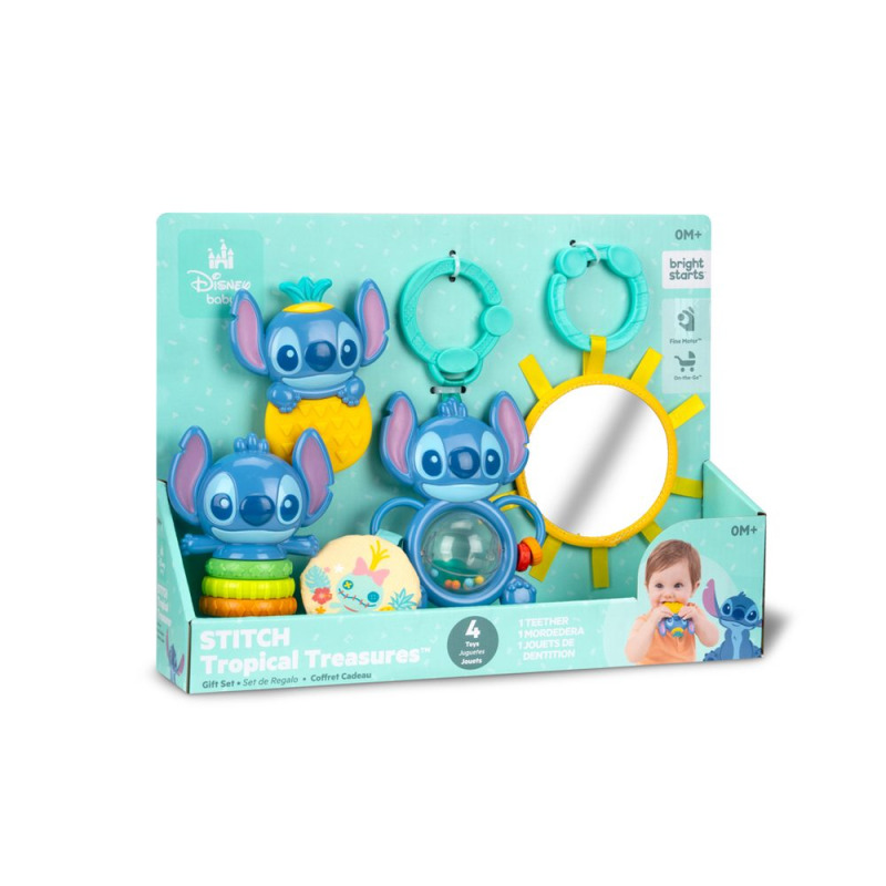 Bright Starts dárková multisenzorická sada Disney Stitch Tropical Treasures - 4 ks