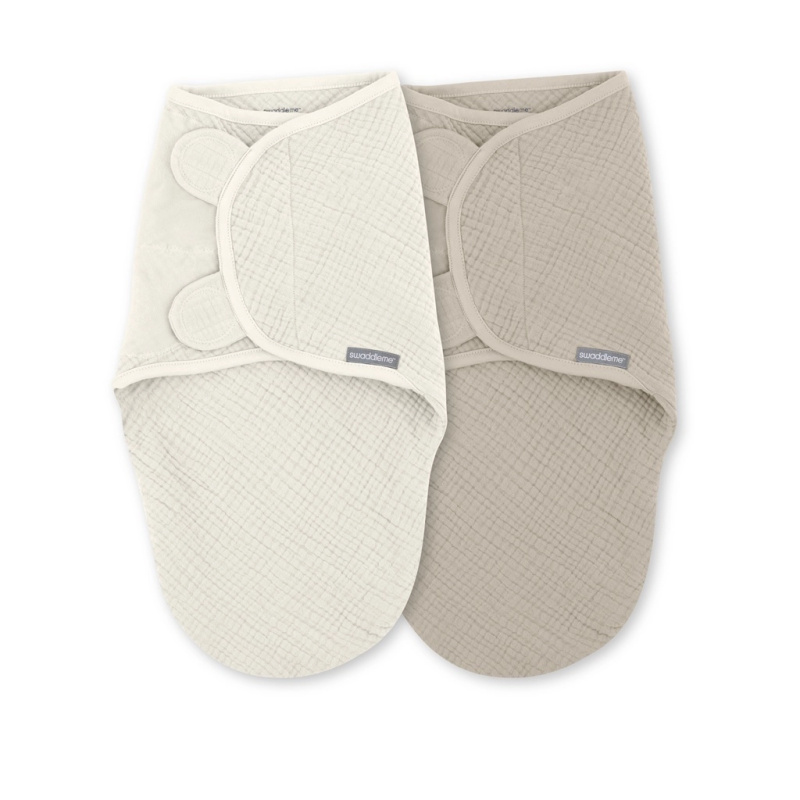 Mušelínové zavinovačky SwaddleMe™ Ulitka 1 TOG pro miminka 0–3 měsíce, Cream/Cashew, 2 ks