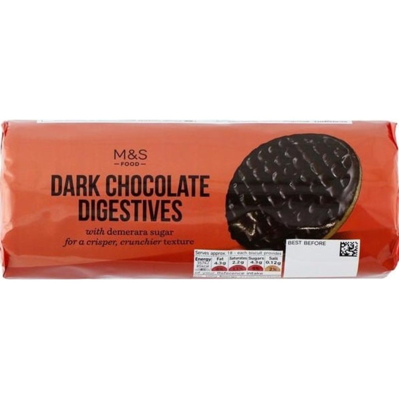 Marks & Spencer Pšeničné sušenky polomáčené v hořké čokoládě
