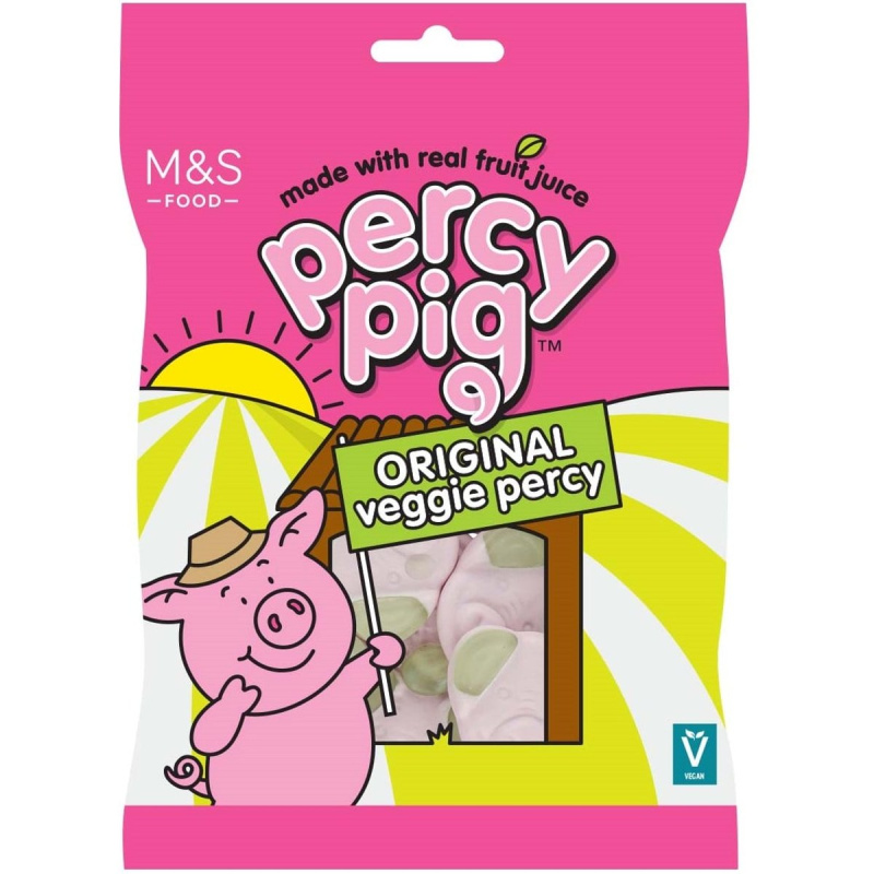 Marks & Spencer Měkké žvýkací bonbóny Veggie Percy s ovocnou šťávou bez želatiny