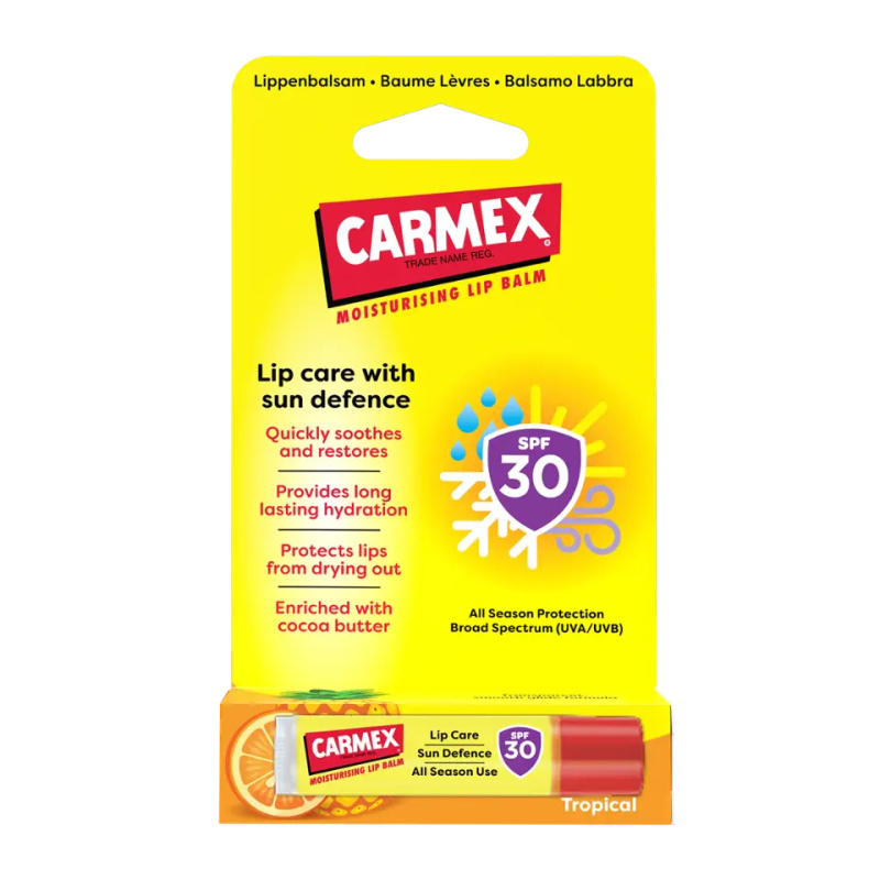 Carmex Tropical Sun Defense ochranný balzám na rty SPF 30 4,25 g